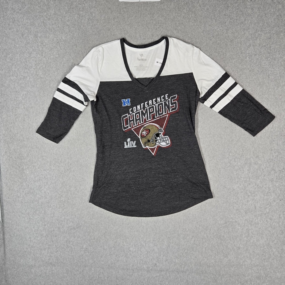 San Francisco 49ers Women Shirt M Gray Fanatics NFC Conference Champion Helmet